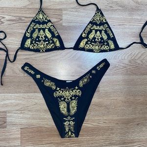 Forever 21 x Tupac Collab Bathing Suit in Gold & Black in Size L